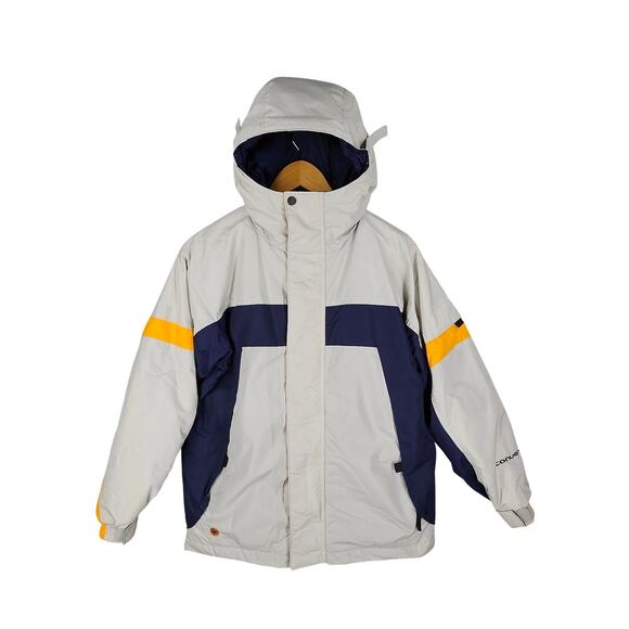 COLUMBIA BOY'S GRAY NAVY CONVERT WINTER INSULATED JACKET SIZE 14/16 HOODED